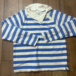 J Crew Women’s Size Small Blue And White Striped Funnel Neck Nautical Sweatshirt